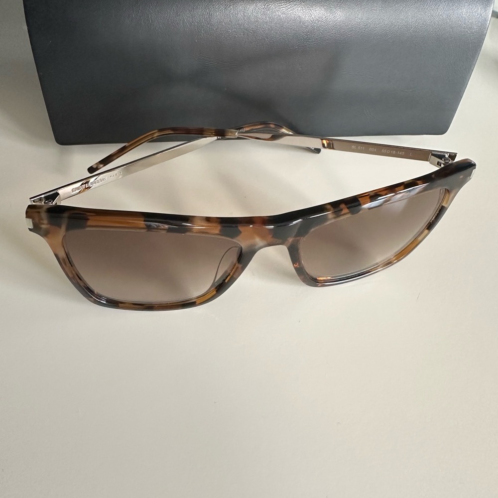 Saint Laurent Brown Tortoise Sunglasses/polarized/with case - Picture 7 of 8